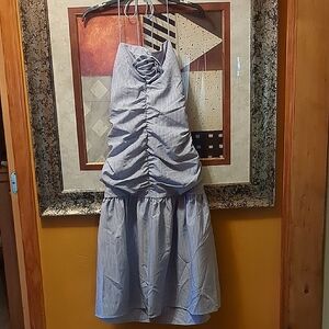 Fourteenth Place Los Angeles Backless Striped Blue Dress